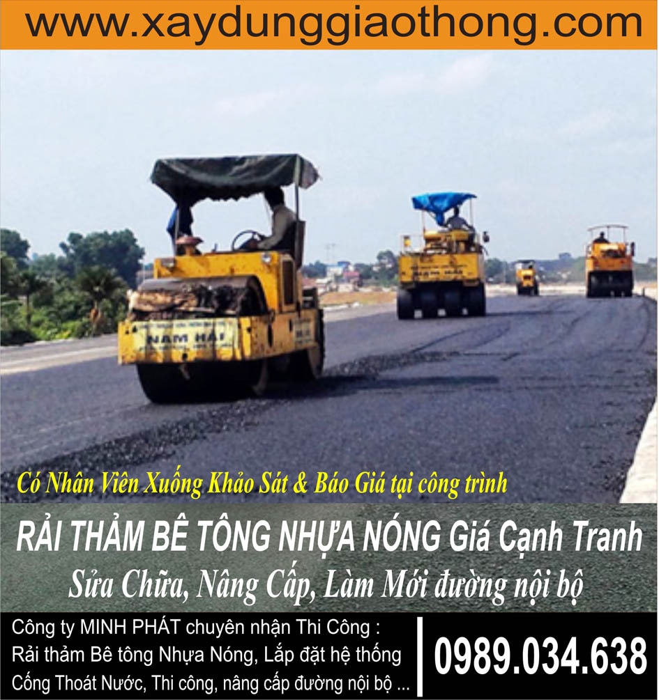 Thảm bê tông nhựa nóng, san lấp mặt bằng, làm đường đá đường nhựa ... 80.000 đồng/m2