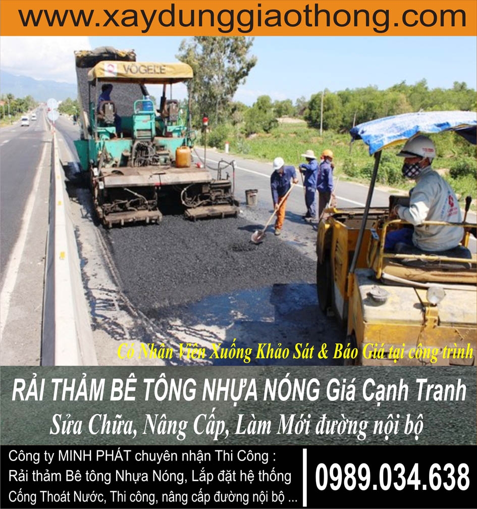 Báo giá thi công bê tông nhựa nóng - đơn giá bê tông nhựa nóng - Thảm bê tông nhựa nóng ... 80.000 đ/m2