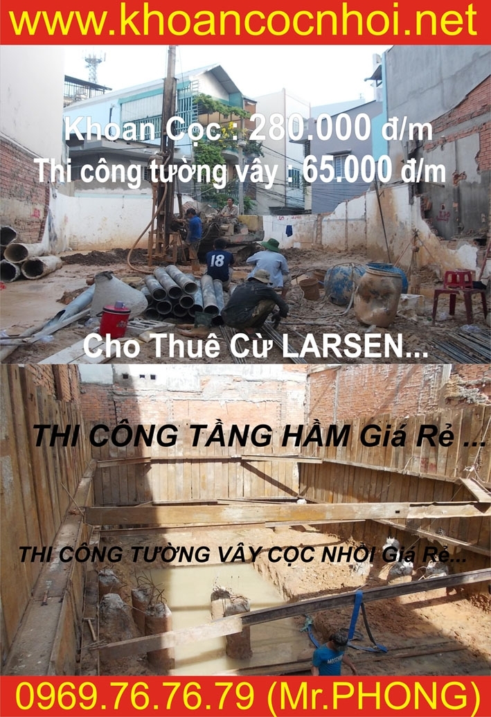 thi công cừ larsen - thi công tầng hầm nhà cao tầng - Đào móng tầng hầm